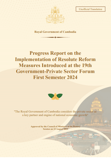 Progress Report on the Implementation of Resolute Reform Measures Introduced at the 19th Government-Private Sector Forum First Semester 2024